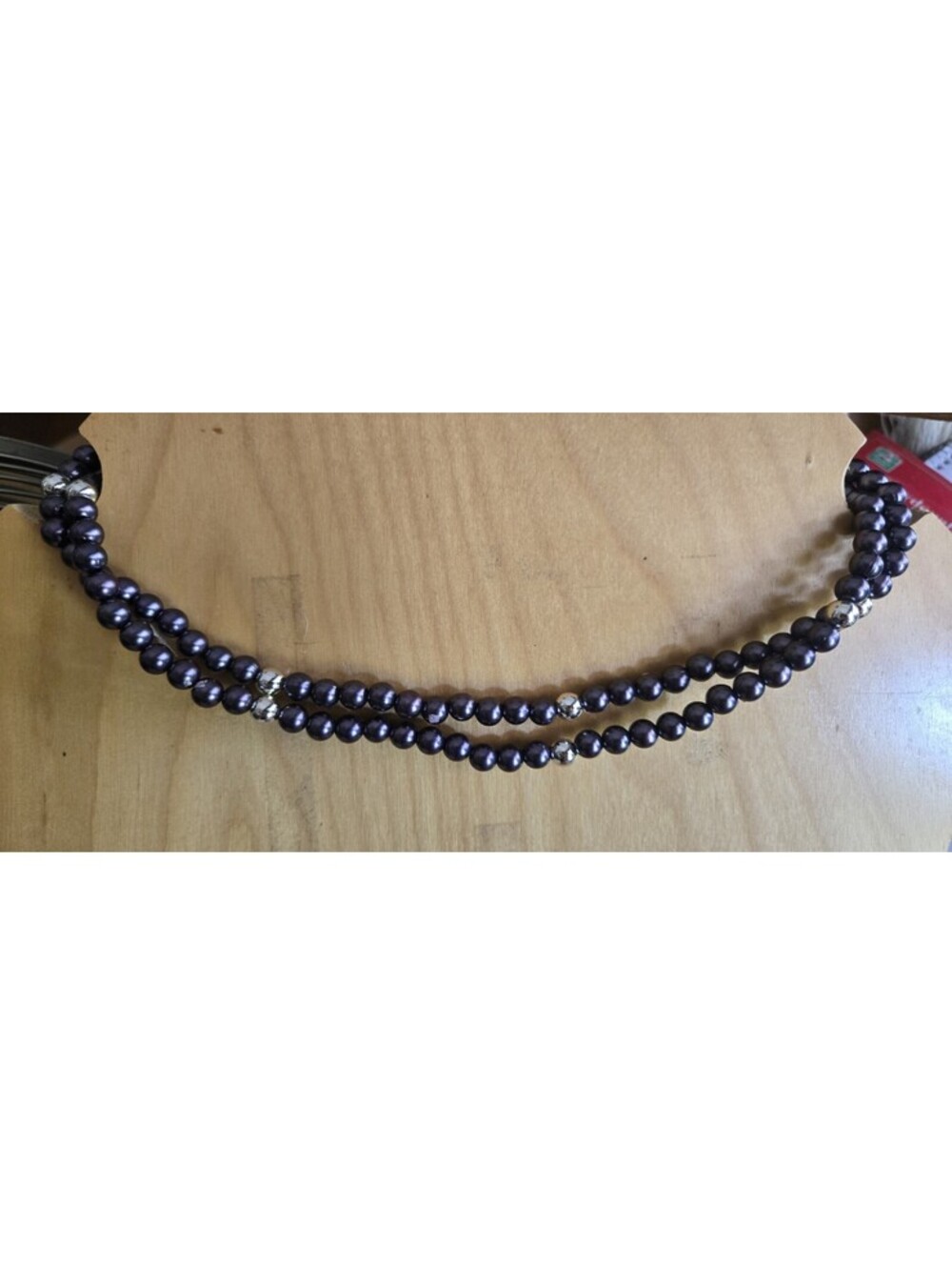 Midnight Purple Beads 2 Strand Necklace Stretch Slip Over Style 18 Inches